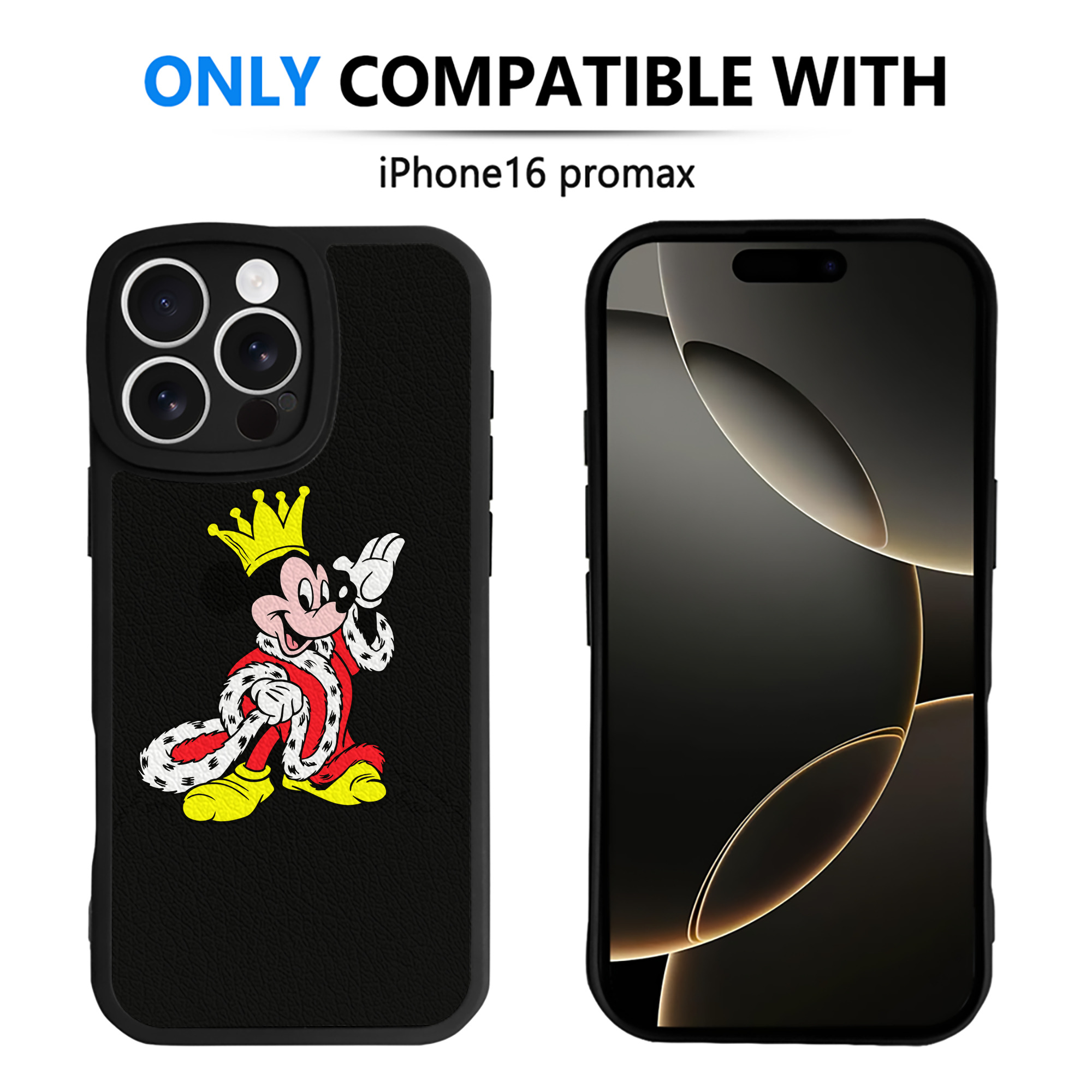 （画像用） ミッキーマウス Mickey Mouse 【iPhone 16シリーズ対応】シリコンスマホケース（レザー調） 材質：シリコン